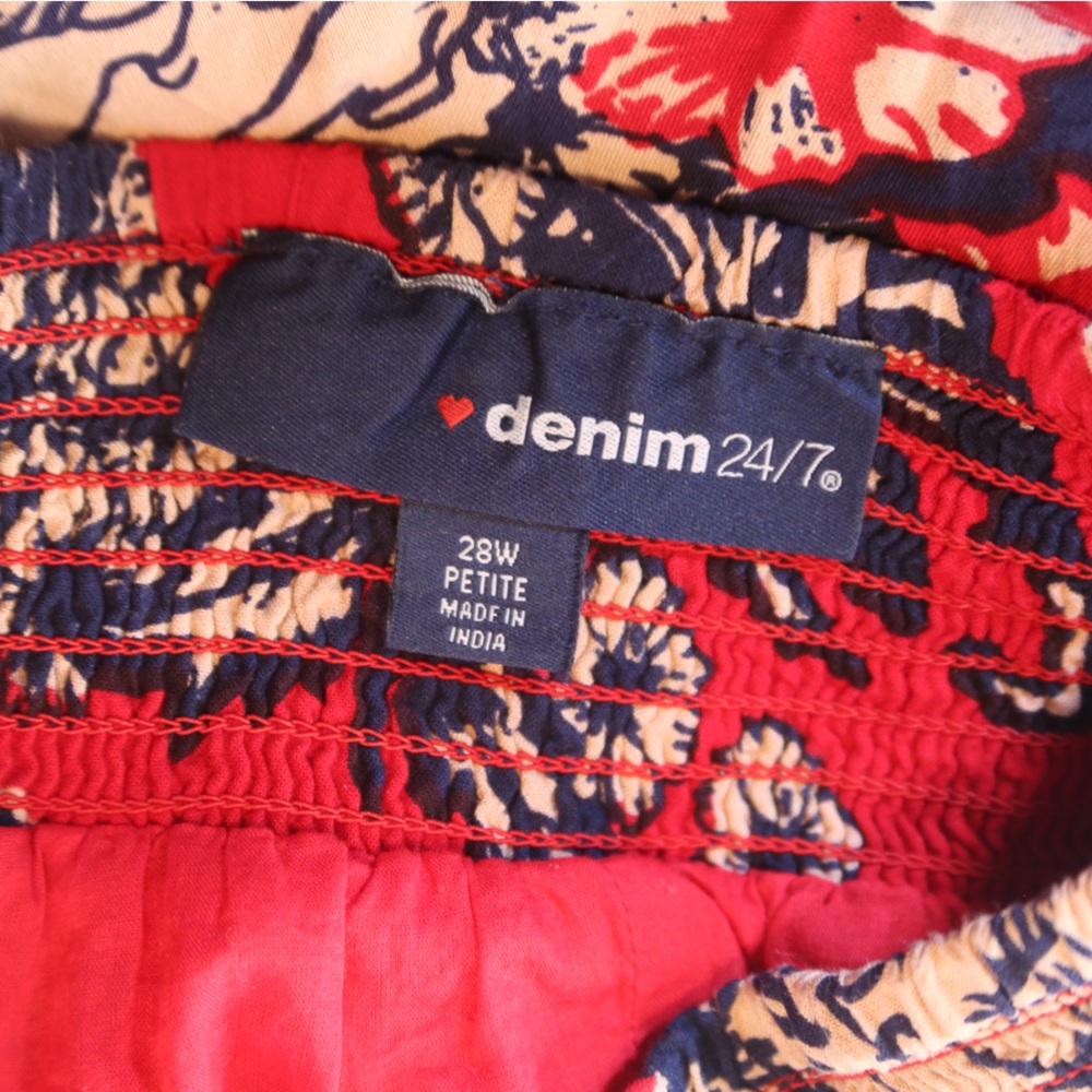 Denim 24/7 Red Floral Handkerchief Hem Skirt – 28W Petite - Picture 10 of 12